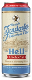 Betaute Bierdose von Zirndorfer Hell Alkoholfrei, mit Illustration der Stadt Zirndorfer.