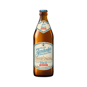 Betaute Bierflasche von Zirndorfer Hell Alkoholfrei. Auf dem Etikett eine Illustration der Stadt Zirndorfer.