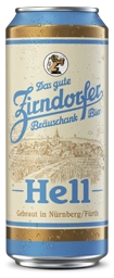 Betaute Bierdose von Zirndorfer Hell, mit Illustration der Stadt Zirndorfer.